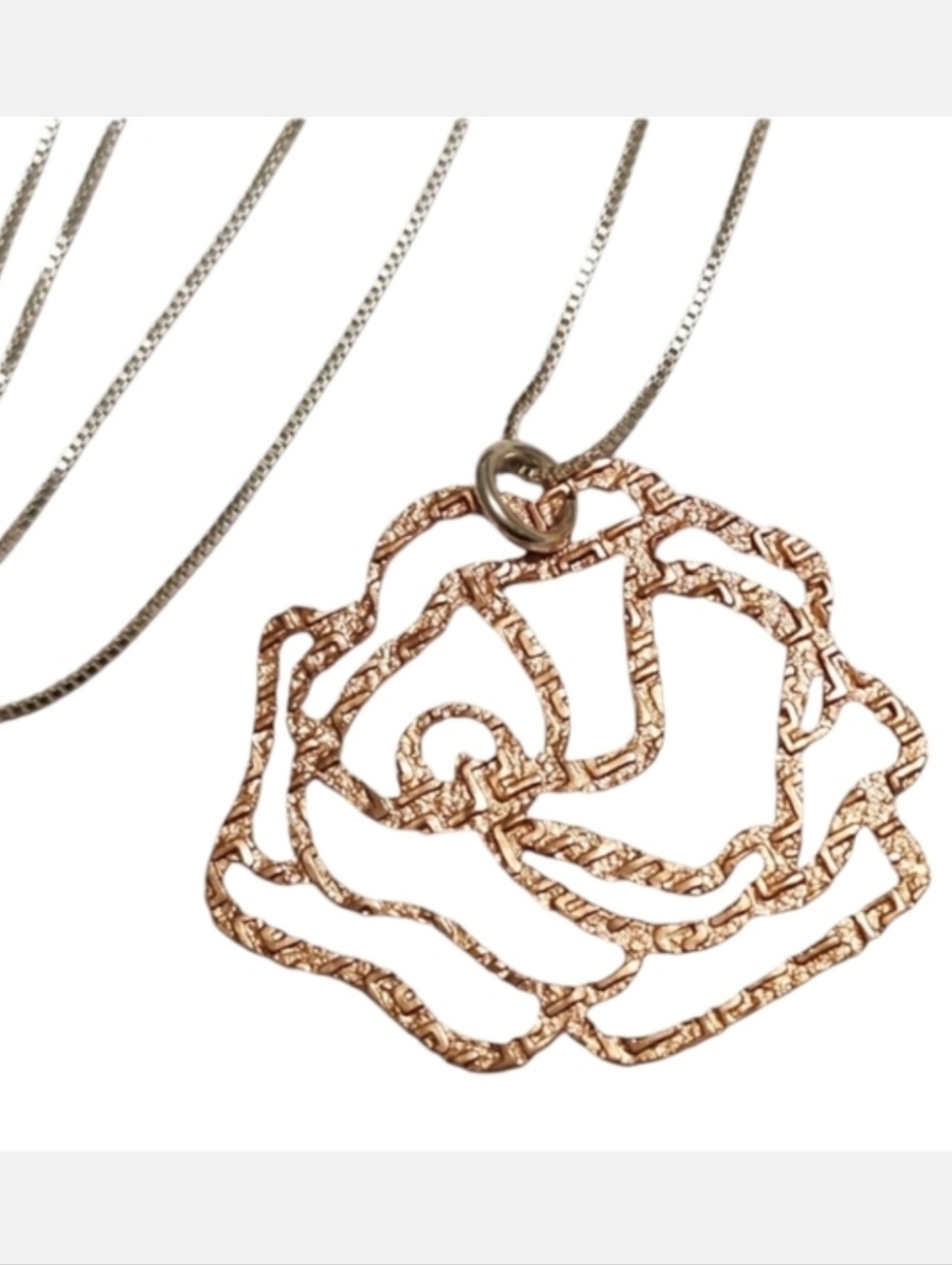 ROSE Gold Over Sterling Silver Pendant ; Chain Necklace 18" - Picture 3 of 9